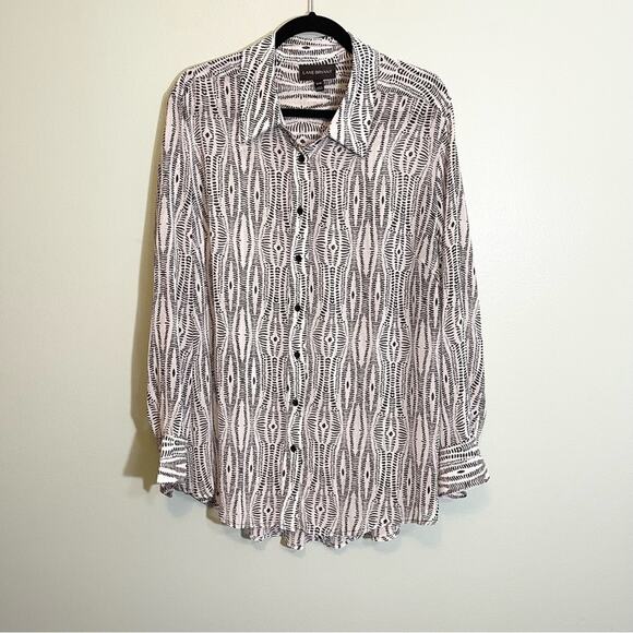 Lane Bryant Women's White Collared Long Sleeve Sheer Button-Up Shirt Size 19/20 - Picture 1 of 16